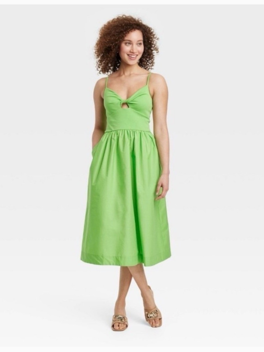 A New Day Green Cutout Midi Dress – Size Medium